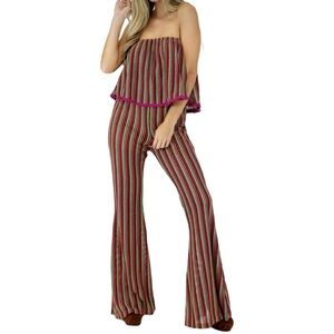 JUDITH MARCH ESMERALDA STRIPE RUFFLE JUMPSUIT